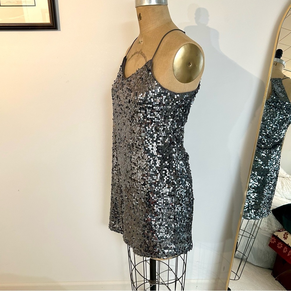 Express Women’s Silver Sequin Slip Mini Dress Sz S EUC - Picture 5 of 13